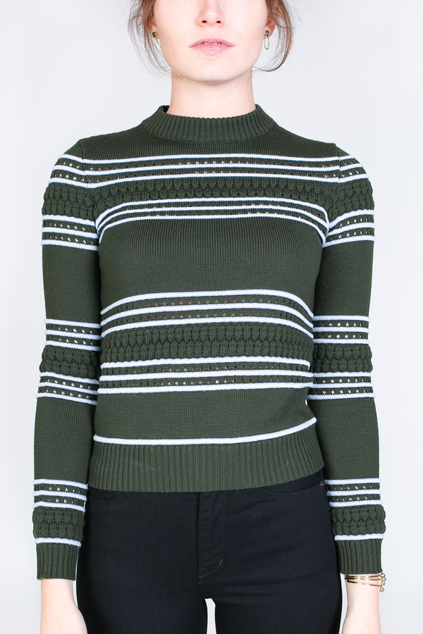 Suno Pintuck crewneck pullover in olive Suno Pintuck crewneck pullover in olive