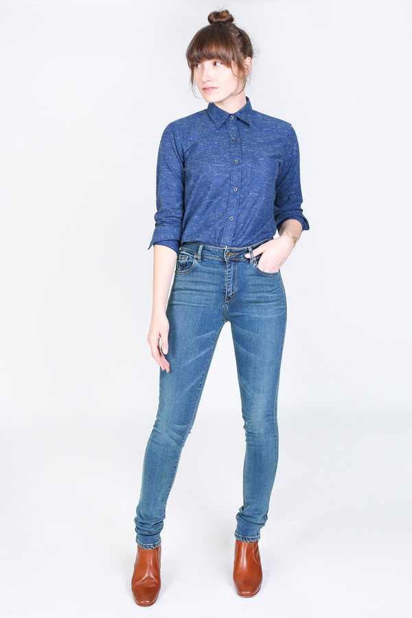 Vert & Vogue Laura Button-Up in Navy Speck Vert & Vogue Laura Button-Up in Navy Speck