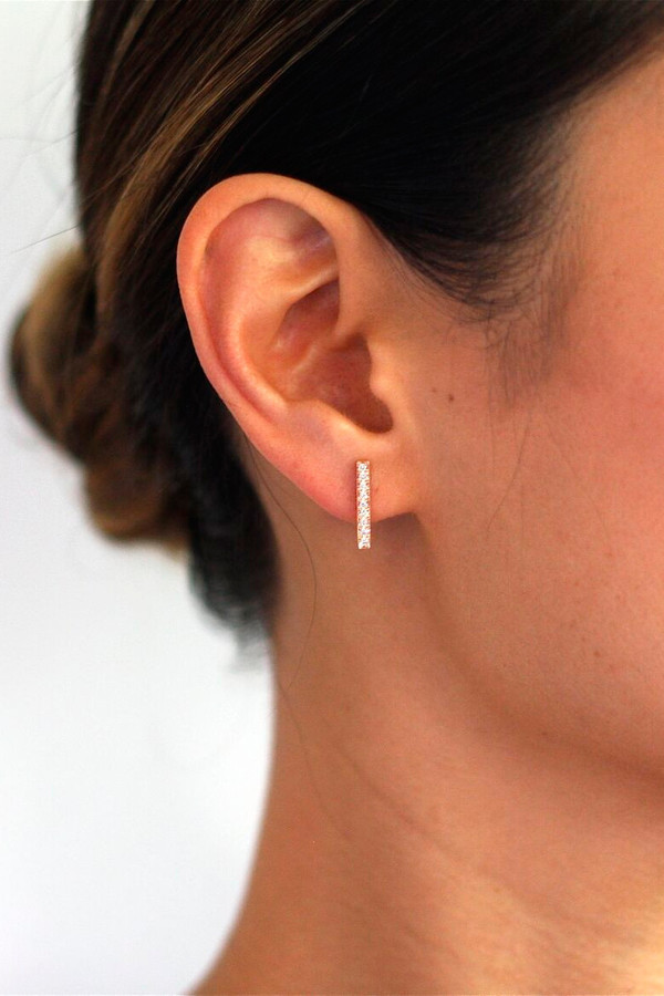 Sachi Jewelry Long Bar Studs - 14k Rose Gold Sachi Jewelry Long Bar Studs - 14k Rose Gold