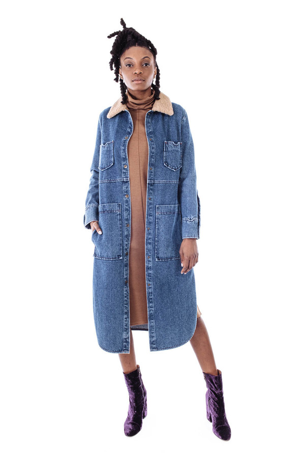 Nanushka Solo Long Denim Shirt Jacket Nanushka Solo Long Denim Shirt Jacket