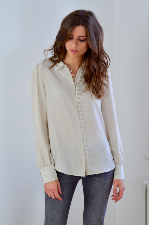 FRAME Denim Victorian Button Up Blouse - Bone FRAME Denim Victorian Button Up Blouse - Bone