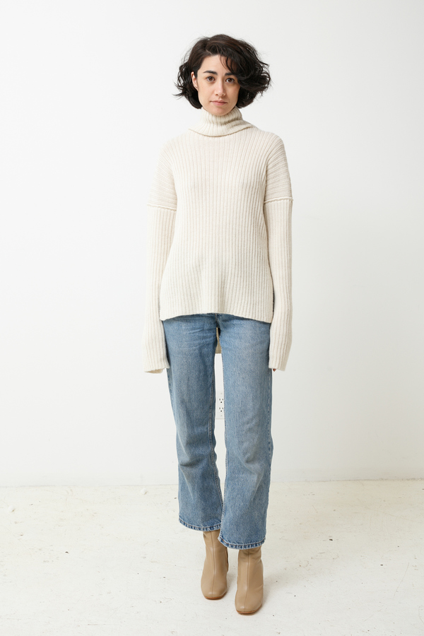 Lauren Manoogian Rib Turtleneck - white Lauren Manoogian Rib Turtleneck - white