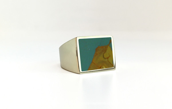Unisex Legier Owyhee Picture Stone Signet Ring Unisex Legier Owyhee Picture Stone Signet Ring