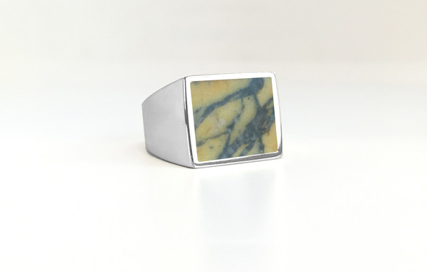 Unisex Legier Picasso Yellow Jasper Stone Signet Ring Unisex Legier Picasso Yellow Jasper Stone Signet Ring