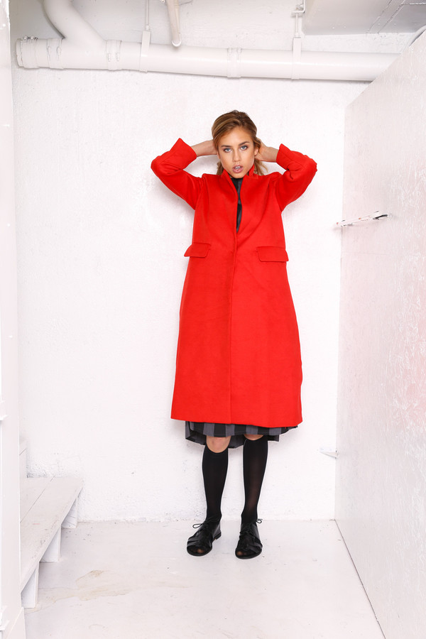 Intentionally Blank LEIF car coat in Red Intentionally Blank LEIF car coat in Red