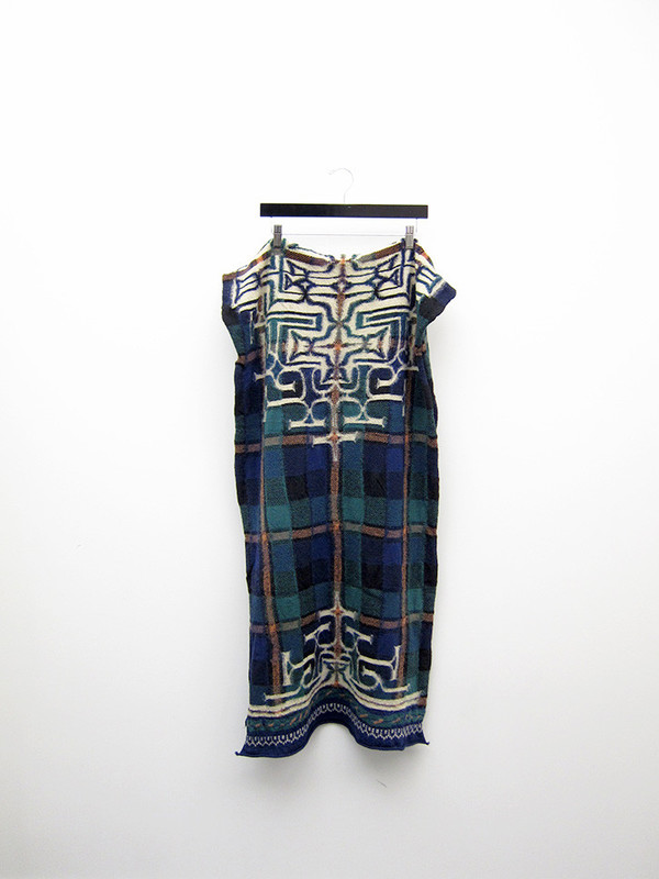 Kapital Compressed Wool Scarf, Tartan Ainu, Navy Kapital Compressed Wool Scarf, Tartan Ainu, Navy