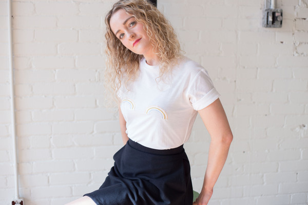 Maggie Jayne Double Rainbow Embroidered Tee Maggie Jayne Double Rainbow Embroidered Tee
