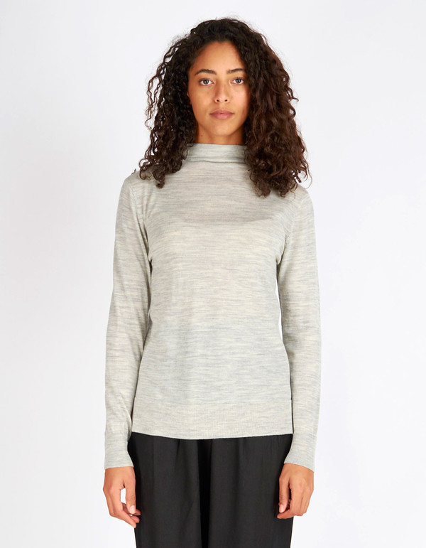Selected Femme Mero New LS Knit T-Neck Pullover Light Grey Melange Selected Femme Mero New LS Knit T-Neck Pullover Light Grey Melange