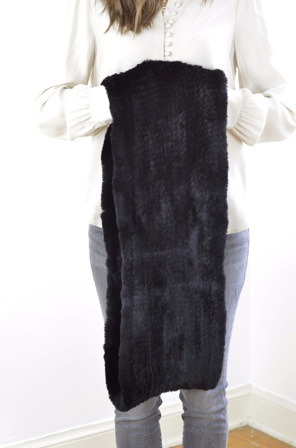 Jocelyn Sheared Rabbit Infinity Scarf - Black Jocelyn Sheared Rabbit Infinity Scarf - Black
