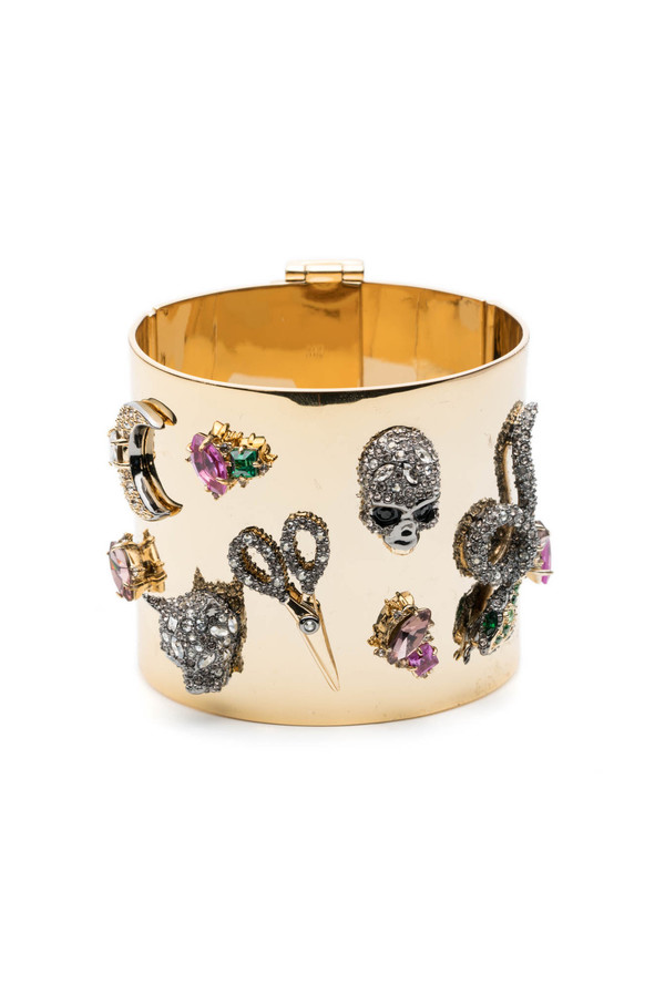 Alexis Bittar Crystal Encrusted Figurine Bondage Hinge Cuff Alexis Bittar Crystal Encrusted Figurine Bondage Hinge Cuff