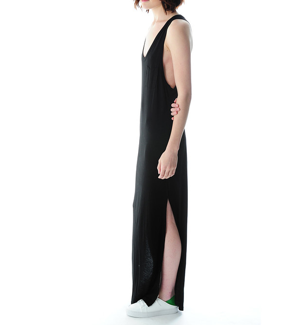 T By Alexander Wang Black Classic Tank Long Dress With Pocket T By Alexander Wang Black Classic Tank Long Dress With Pocket