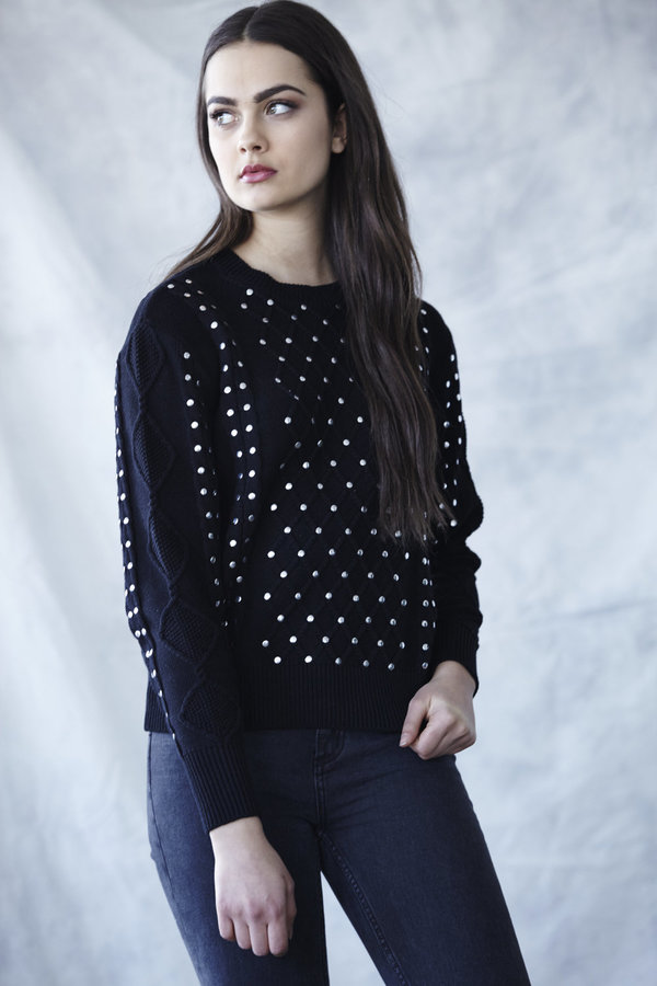 Callahan Studded Cableknit Sweater Callahan Studded Cableknit Sweater