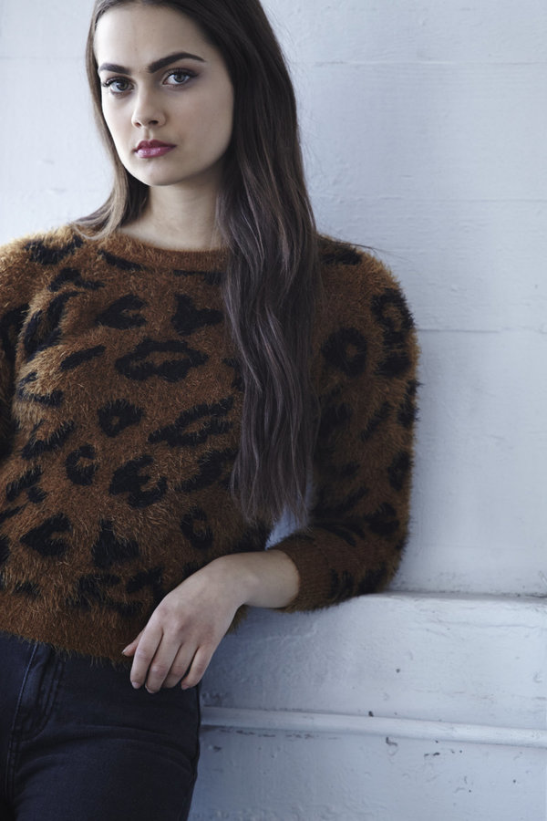 Callahan Leopard Shrunken Crop Sweater Callahan Leopard Shrunken Crop Sweater