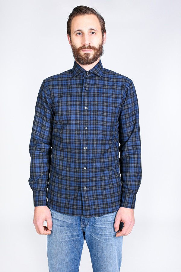 Men's Vert & Vogue Lowell Button-Up in Navy Plaid Men's Vert & Vogue Lowell Button-Up in Navy Plaid