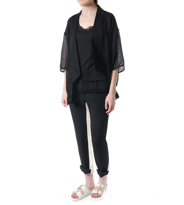Sacai Luck Black T-Shirt with Lace Under Layer Sacai Luck Black T-Shirt with Lace Under Layer
