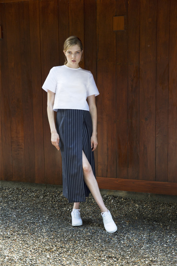UNIFORME Zuch Woven Crop Tee (Azure Blue) UNIFORME Zuch Woven Crop Tee (Azure Blue)