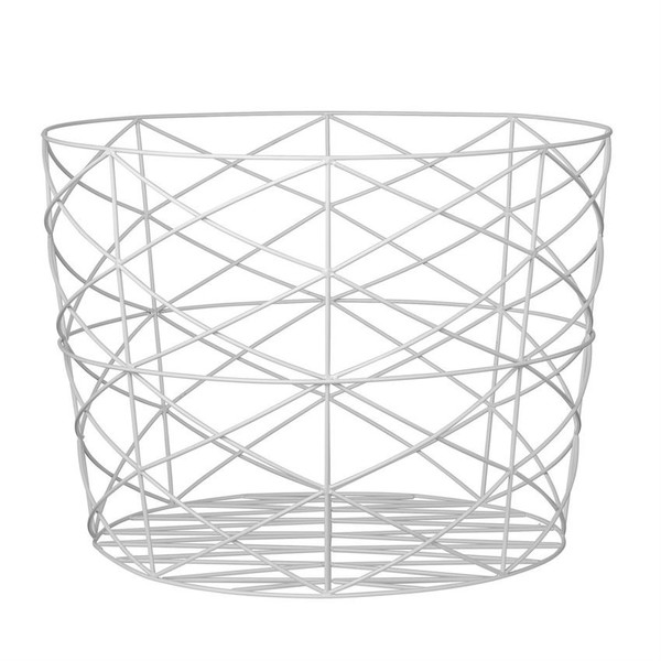 Bloomingville WHITE METAL STORAGE BASKET Bloomingville WHITE METAL STORAGE BASKET
