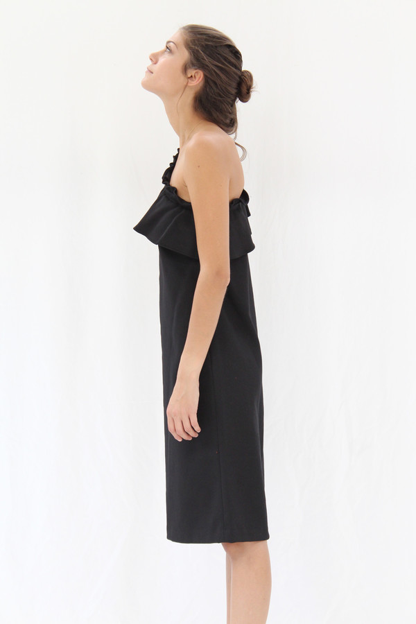 Apiece Apart Reina One Arm Ruffle Dress Black Apiece Apart Reina One Arm Ruffle Dress Black