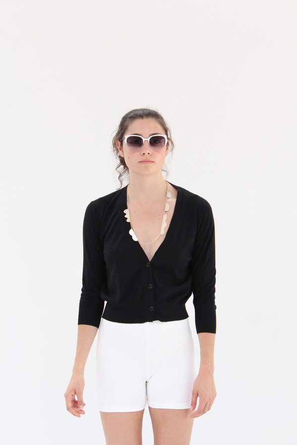 Beklina 3/4 Cotton Knit Cardigan Black Beklina 3/4 Cotton Knit Cardigan Black