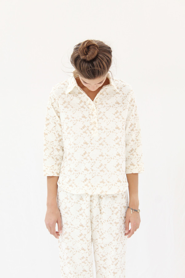 Beklina Organic Cotton Flannel Pajama Set / Brown Lace Beklina Organic Cotton Flannel Pajama Set / Brown Lace