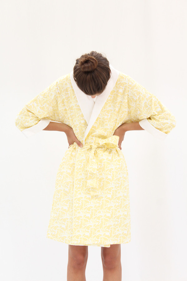 Lina Rennell Organic Cotton Robe Collage Print Lina Rennell Organic Cotton Robe Collage Print