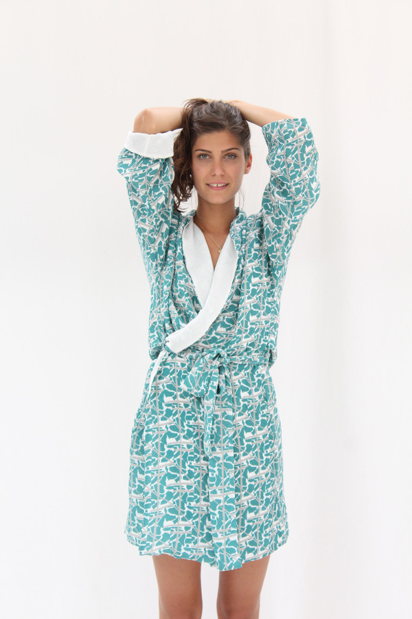 Beklina Silk Robe Collage Print Beklina Silk Robe Collage Print