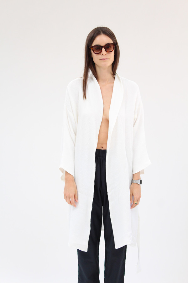 Beklina Silk Robe Texture White Beklina Silk Robe Texture White