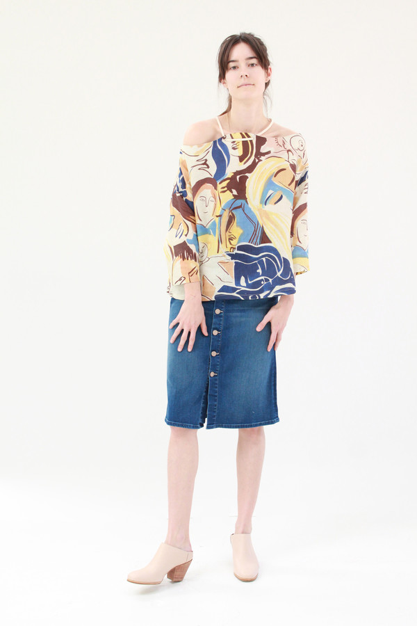 Mother Denim High Waisted Button Down Midi Skirt Mother Denim High Waisted Button Down Midi Skirt