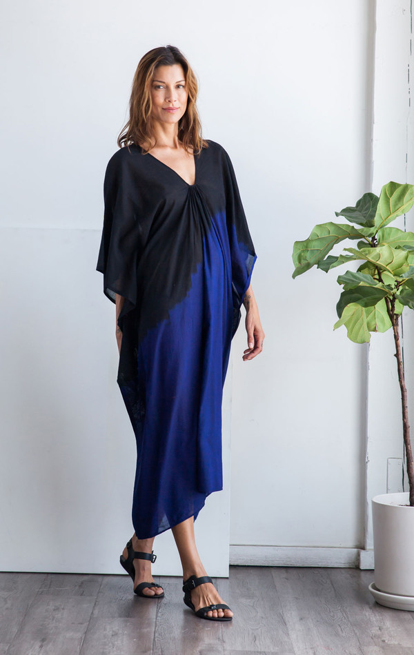 Two New York Black with Blue degrade ikat caftan Two New York Black with Blue degrade ikat caftan