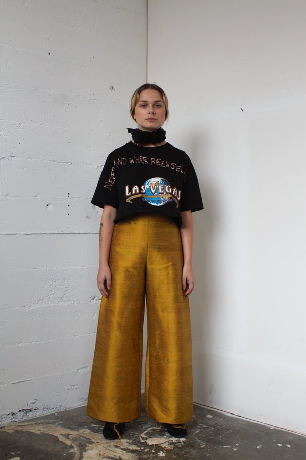 Alexa Stark gold silk pants Alexa Stark gold silk pants