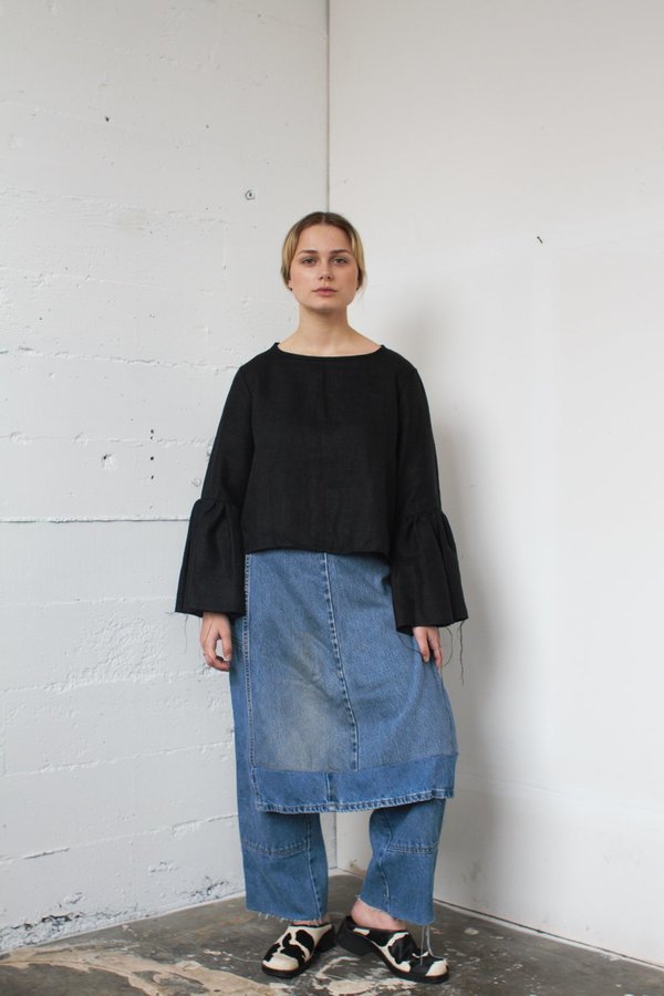 denim patch skirt pants denim patch skirt pants