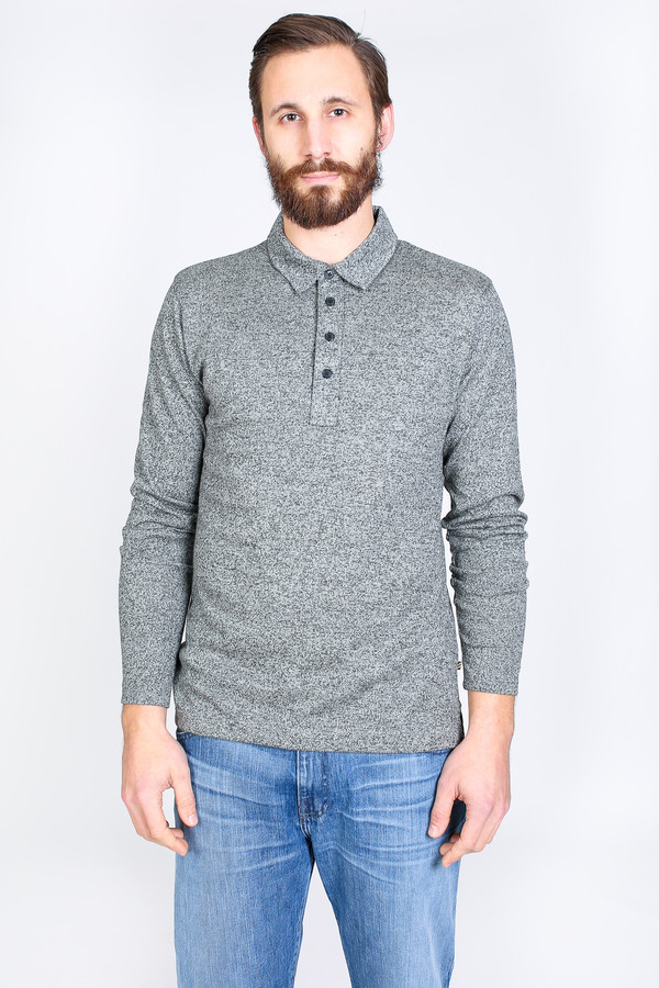 Men's Billy Reid Smith Long Sleeve Polo in Natural Men's Billy Reid Smith Long Sleeve Polo in Natural