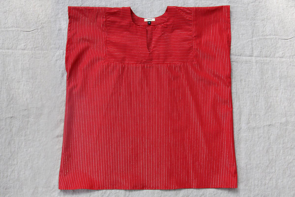 pietsie Sayulita Shirt in Red with Tiny Silver Stripe pietsie Sayulita Shirt in Red with Tiny Silver Stripe
