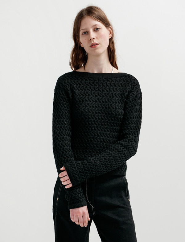Lemaire Fitted Cable Knit Sweater - Black Lemaire Fitted Cable Knit Sweater - Black