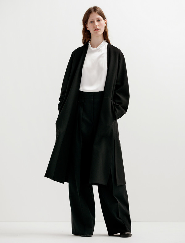 Lemaire Womens Wrapover Coat Black Lemaire Womens Wrapover Coat Black