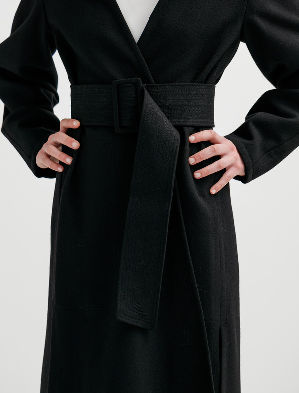 Lemaire Womens Wrapover Coat Black Lemaire Womens Wrapover Coat Black