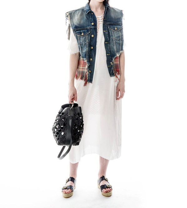 R13 Double Denim Vest with Plaid R13 Double Denim Vest with Plaid