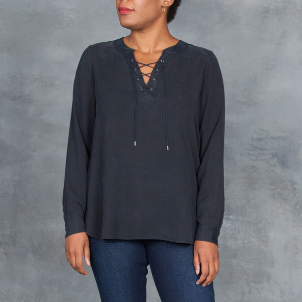 Go Silk Go Lace Up Blouse Go Silk Go Lace Up Blouse