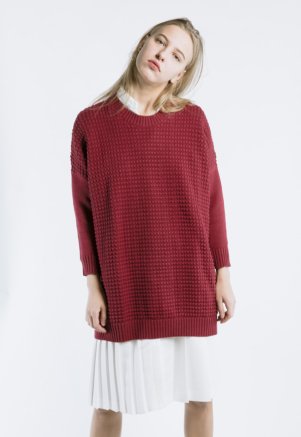 Thinking MU Square Knit Dress in Tibetan Red Thinking MU Square Knit Dress in Tibetan Red