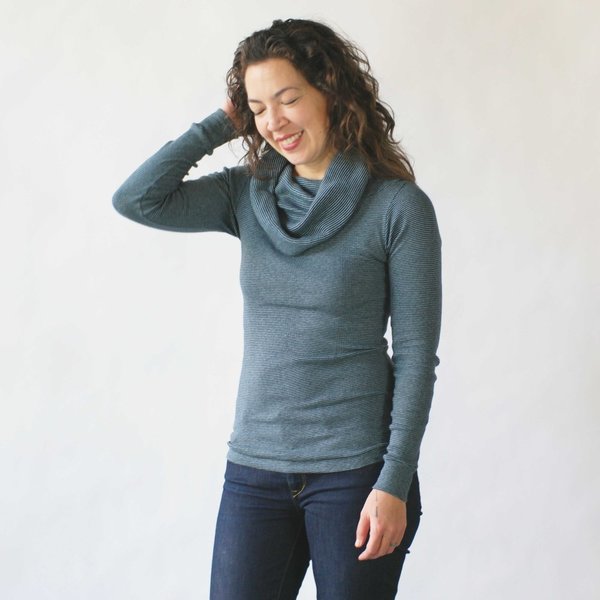 Curator Arden Top in Blue/Grey Stripe Curator Arden Top in Blue/Grey Stripe