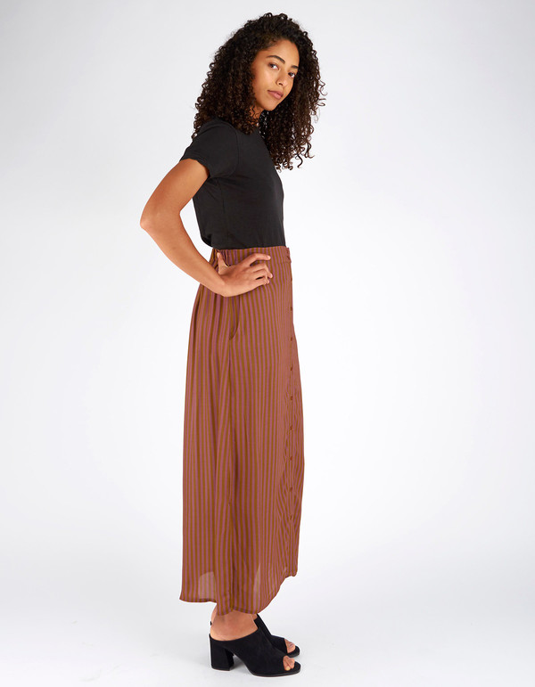 Ali Golden Button Down Skirt Copper Rust Stripe Ali Golden Button Down Skirt Copper Rust Stripe