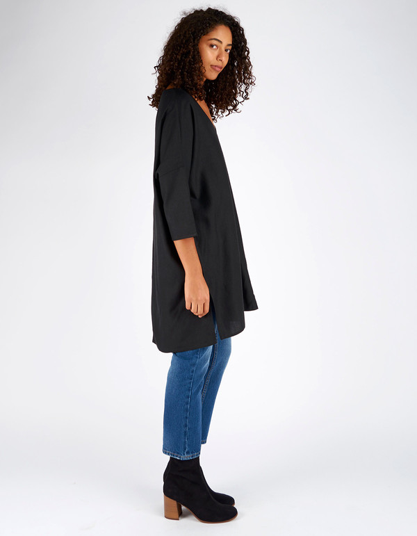 Ali Golden Raw Silk Kimono Tunic Black Ali Golden Raw Silk Kimono Tunic Black