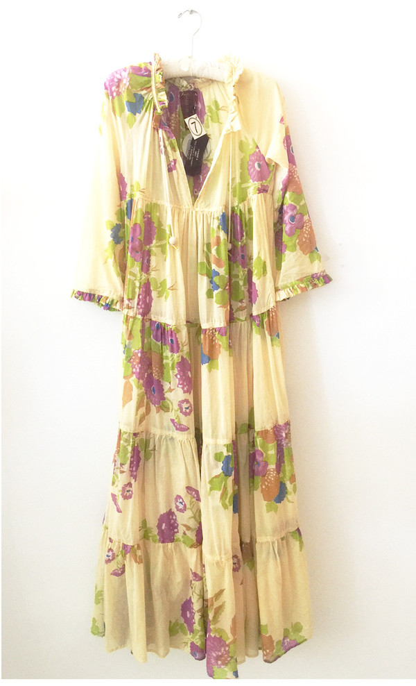 Yvonne S Sheer Maxi Hippy Dress - Yellow with Big Flowers Yvonne S Sheer Maxi Hippy Dress - Yellow with Big Flowers