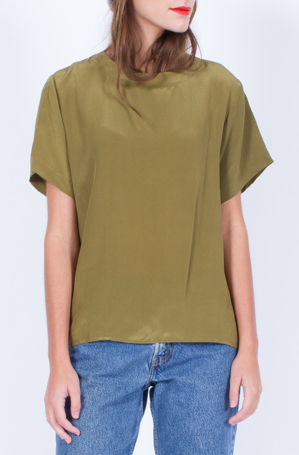 Yo Vintage! KHAKI SILK TOP Yo Vintage! KHAKI SILK TOP