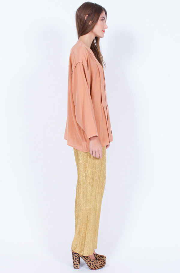 Yo Vintage! BLUSH SILK LONG SLEEVE TOP Yo Vintage! BLUSH SILK LONG SLEEVE TOP