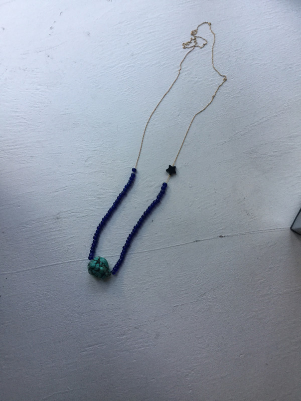 McKenzie Liautaud Kelly with glass beads necklace McKenzie Liautaud Kelly with glass beads necklace