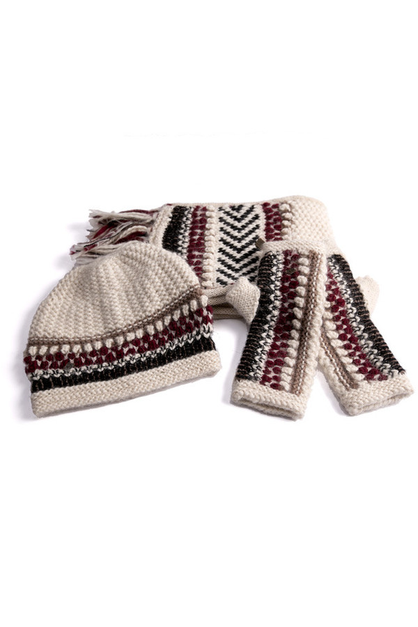 EMILIME Hola Scarf White Burgundy EMILIME Hola Scarf White Burgundy