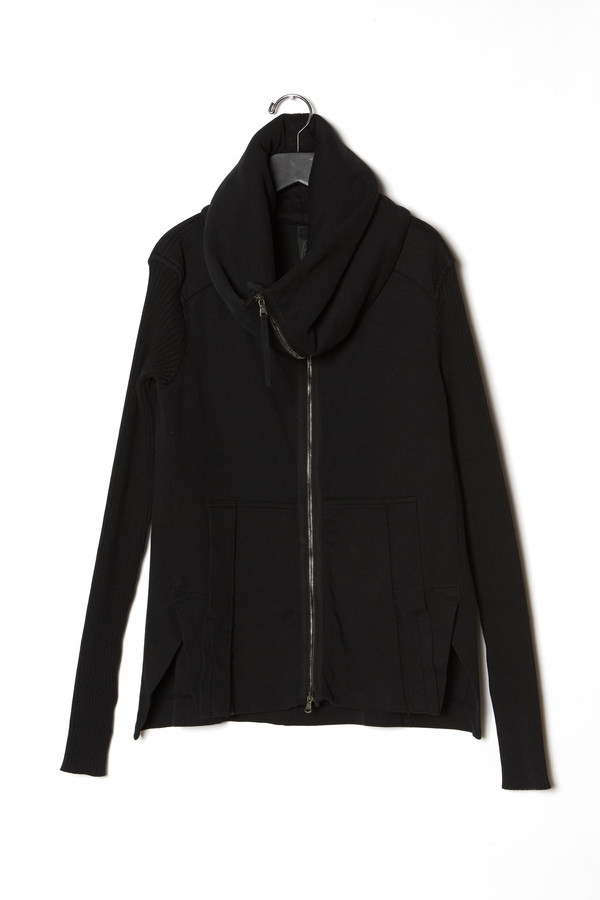 Roque High Neck Ribbed Sleeves Cardigan Roque High Neck Ribbed Sleeves Cardigan
