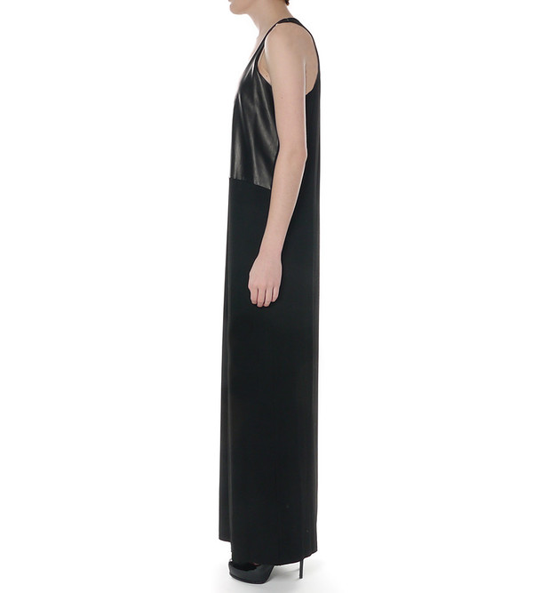Mason By Michelle Mason Leather Front Jersey Dress Mason By Michelle Mason Leather Front Jersey Dress
