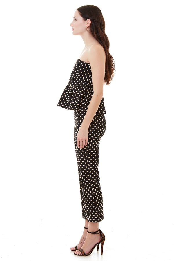 Nicole Miller Nina Cropped Flare Pant Black and Gold Polka Dot Nicole Miller Nina Cropped Flare Pant Black and Gold Polka Dot